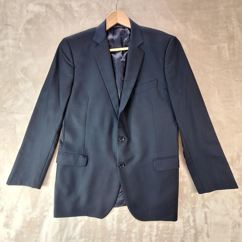 Brooks Brothers Blazer Mens 44R Blue Wool Herringbone Single Vent 2 Btn 1818 USA